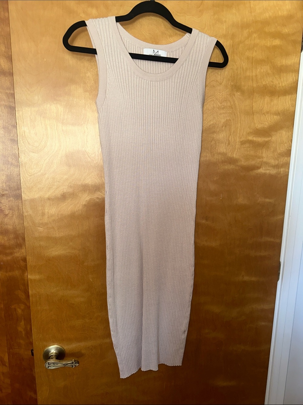 Ribbed Sleeveless Midi Dress - Cream